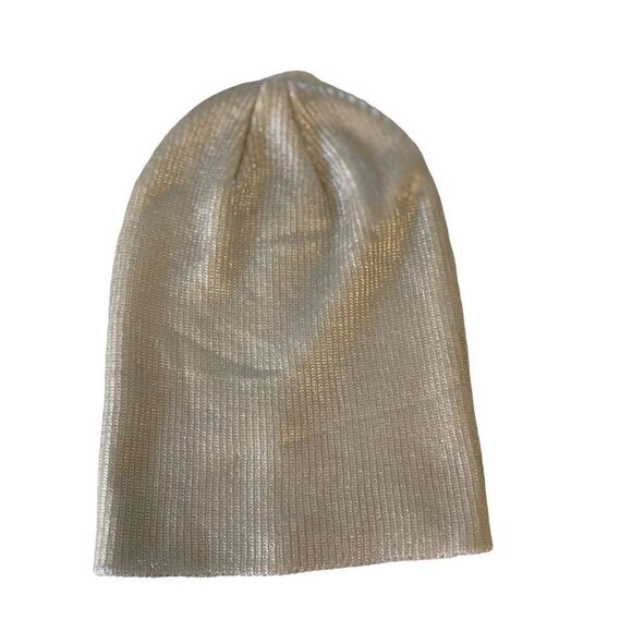 Aerie Cream Silver Plaited Beanie Hat - Picture 2 of 4